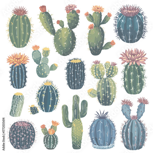 set of cactus icons 