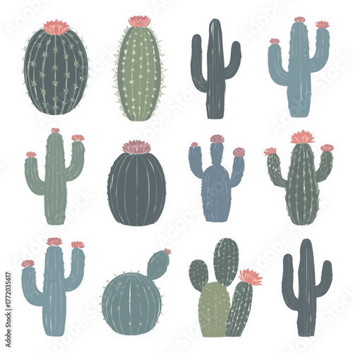 set of cactus icons 