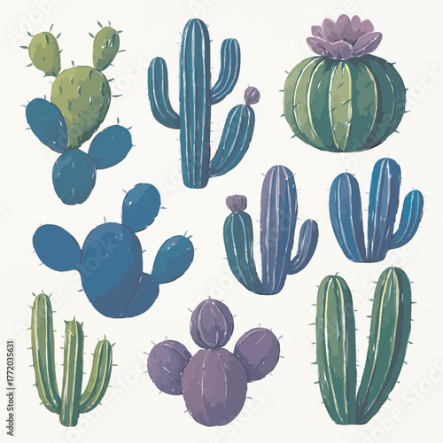 set of cactus icons 
