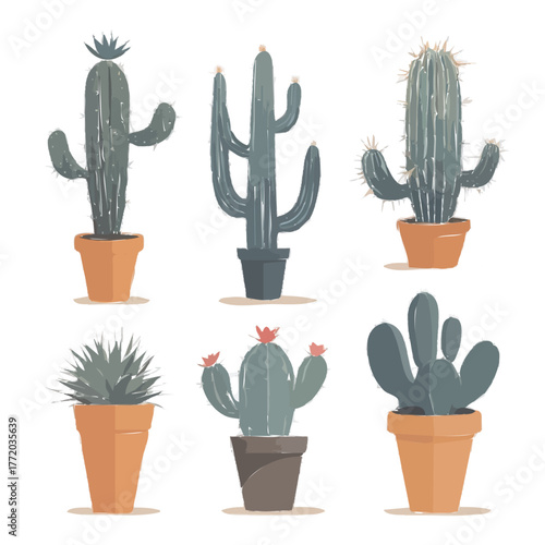 set of cactus icons 