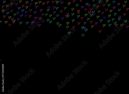 Rainbow Color Love Hearts on Black Background — Abstract Romantic Illustration wallpaper Design