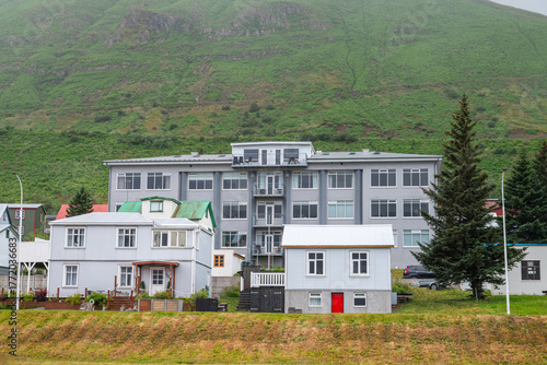 Buildings in town of Siglufjordur in Iceland