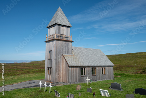 Midgardakirkja church on island of Grimsey in Iceland