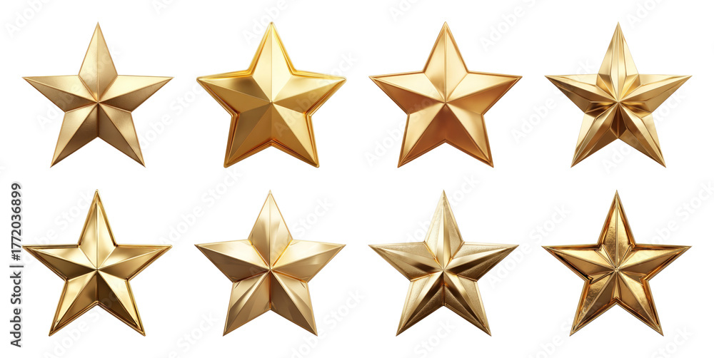 Obraz premium PNG Shiny golden star collection, transparent background