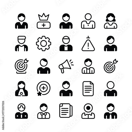 Vector icon set of people avatars user profiles and business symbols collection design
