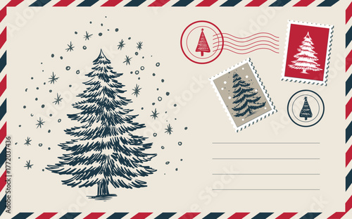 Christmas postcard with tree	
