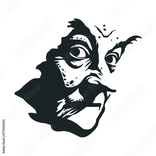 Scary Halloween Witch Face Vector Clipart, Logo