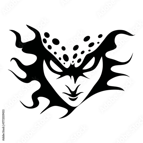 Scary Halloween Witch Face Vector Clipart, Logo