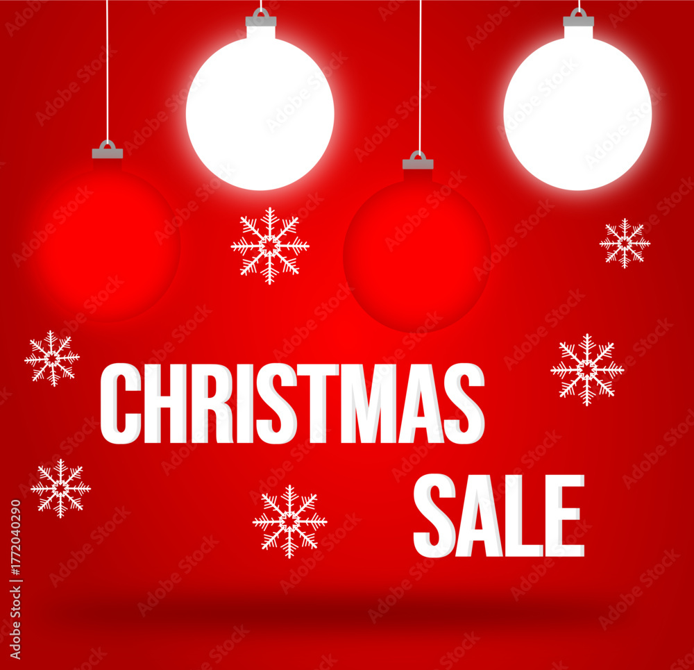 Naklejka premium Bright banner for Christmas sales with the inscription 