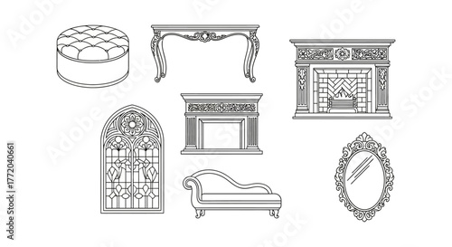 furniture line art drawings diverse victorian furniture collection architectural interior design vintage style drawings perfect for interior design projects