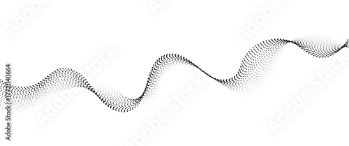 Flowing Dot Wave halftone gradient pattern on transparent background	