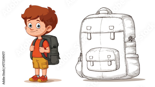 Cheerful Cartoon Boy with Backpack Vector Illustration for Education and Adventure Designs