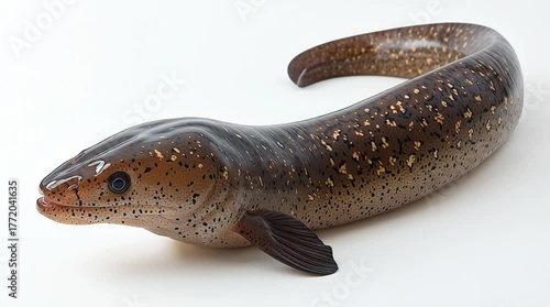 Realistic Underwater Close-Up of a Spotted Eel: Exploring Exotic Marine Wildlife and Aquatic Habitat
