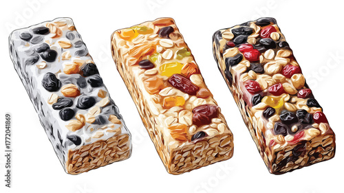 Assorted Granola Bars Set for Healthy Snacking Vector Illustration