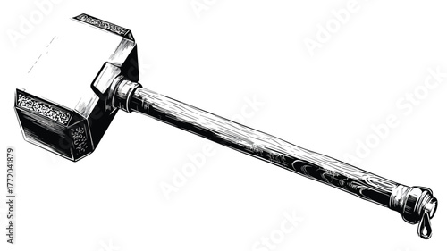 Black Hammer Illustration Art Vector with Outline Isolated