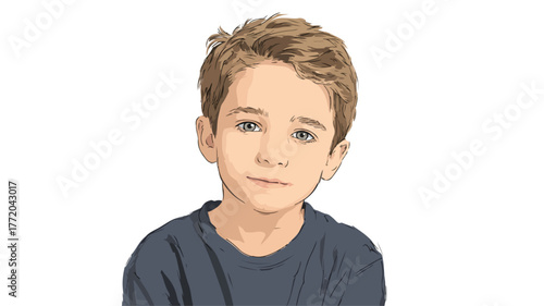 Professional Flat Portrait Vector Art of a Boy - Creative 2D Vector Illustration