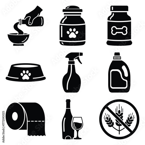 Various household items and symbols depicting a diverse range of products