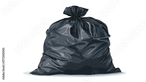 Sleek Black Garbage Bag Vector Design for Waste Management Illustration