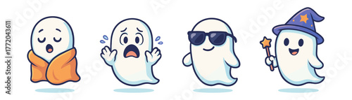 Ghost cartoon icons , halloween, cute, spooky, spirit, funny
