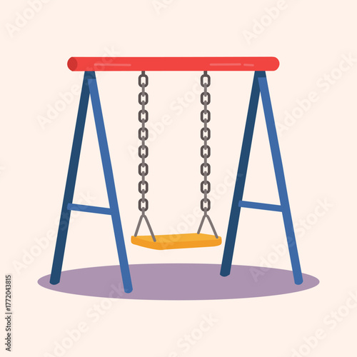 Playground swing hanging quietly under soft daylight, swing inviting kids to carefree joy and relaxation, swing representing nostalgia, freedom, and simple happiness from outdoor childhood moments.