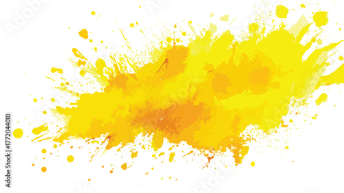 Vibrant Yellow Color Splash on White Background Vector Illustration