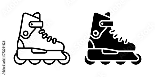 Roller Skate icon set. Roller Skate Icon illustration in minimalist style. Great for representing activity, sports, or exercise. Isolated on white background.