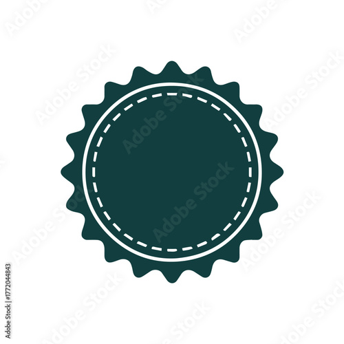 badge seal scalloped edge round emblem blank center vector for branding