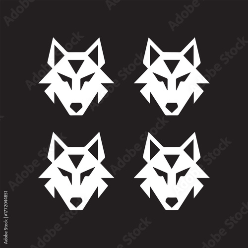 wolf geometric wolf head logo emblem in minimal monochrome design