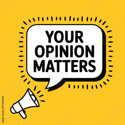 opinion matters call to action megaphone speech bubble