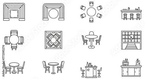 interior design floor plan symbols restaurant furniture layout blueprints creating dining space plans and commercial interior renderings
