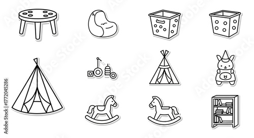kids room decor whimsical line art stickers for childrens bedrooms  playrooms perfect for diy projects  adding a fun creative touch