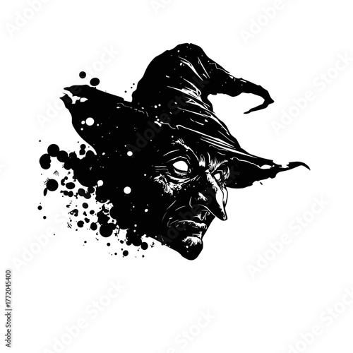 Scary witch face with warts