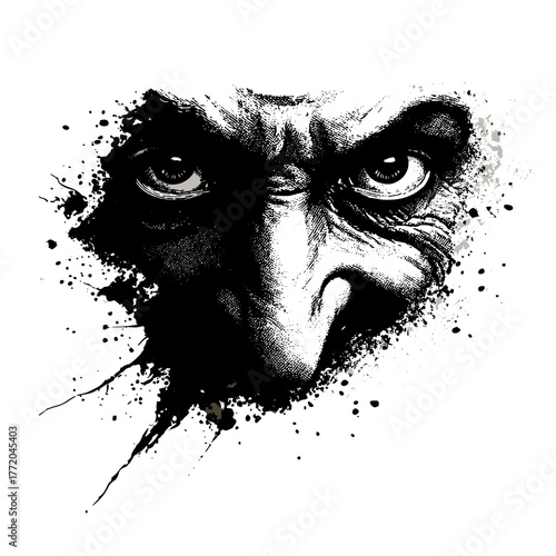 Scary old witch face with warts