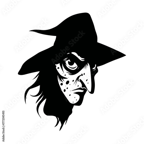 Scary witch face with warts