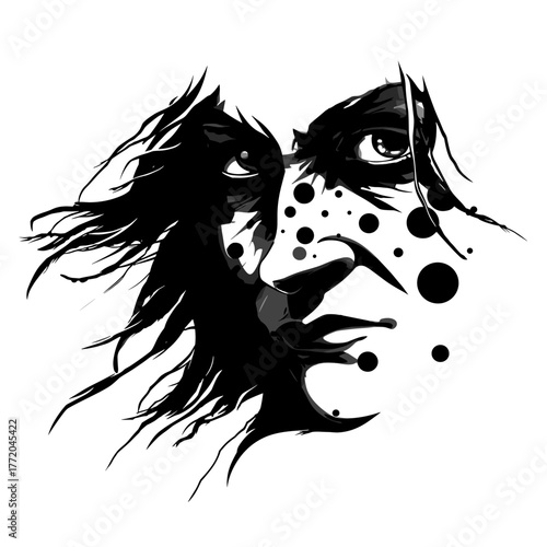 Scary old witch face with warts