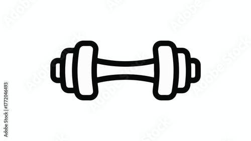 Simple line drawing of a black and white dumbbell, symbolizing fitness and exercise