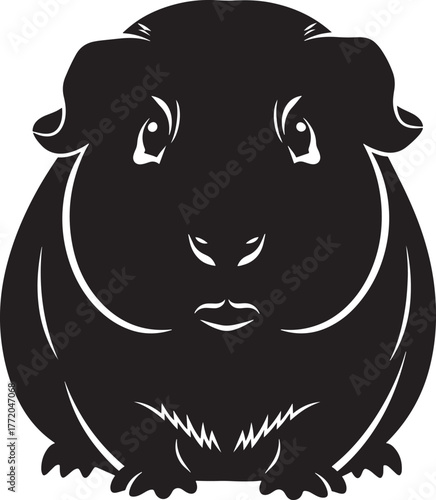Adorable silhouetted guinea pig front view a charming cute rodent pet design suitable for various applications