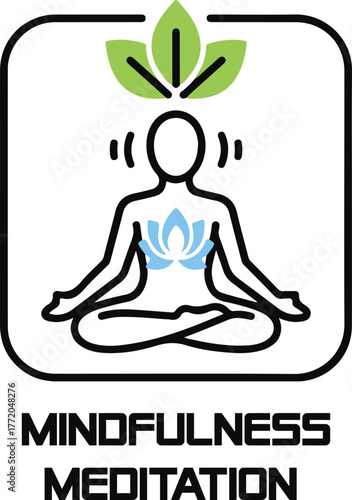 clean sharp line yoga and relaxation icon