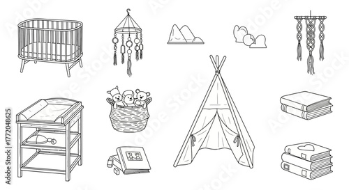 modern baby room decor a crib changing table teepee and books create a cozy space ideal for newborn care and creating a stylish nursery design