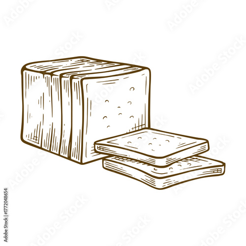 White bread hand drawn illustration. White bread vector line art
