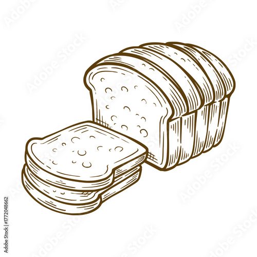 White bread hand drawn illustration. White bread vector line art