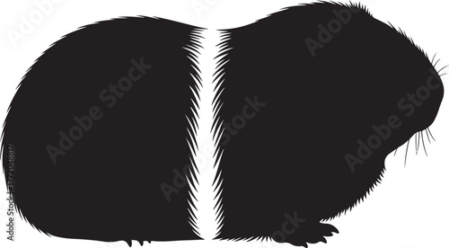 Silhouette of a guinea pig with a distinctive white stripe down its back simple pet animal graphic design