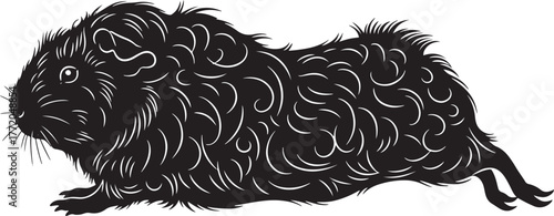 Detailed black and white guinea pig silhouette image ideal for various design projects and animal enthusiasts