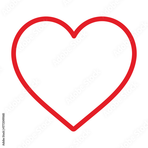 Outline of red heart isolated on white background. Line vector illustration, flat design icon. Happy Valentine’s Day. I love you symbol. Health care concept sign. Love and romance symbol. EPS 10.