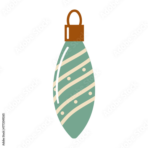 Flat style vintage Christmas ornament. Hand drawn vector isolated illustration.