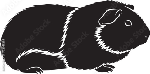 Adorable black guinea pig silhouette a charming illustration of a cute rodent pet for animal lovers