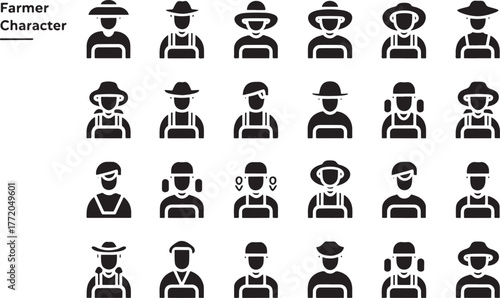 farmer character icons representing various occupations and roles