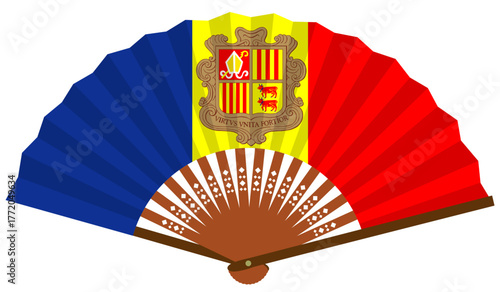 南ヨーロッパ　国旗　アンドラ　和風　扇子