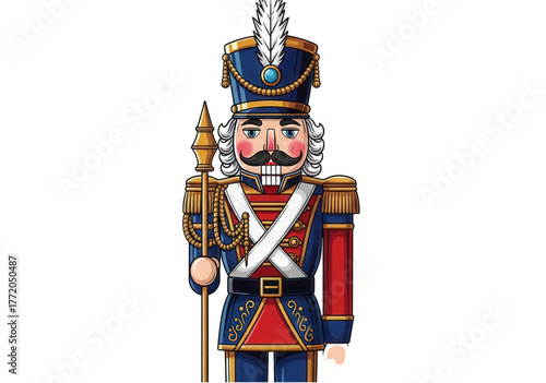 Traditional Christmas Nutcracker Soldier Toy Illustration.