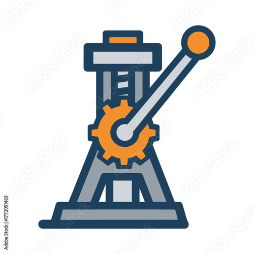 Vector Icon of Mechanical Jack Lifting Device Modern Style Orange Gear